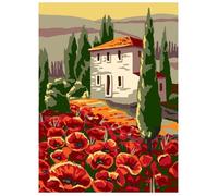 Canevas imprimé CDA - Maison et coquelicots 22x30 cm