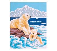 Canevas imprimé CDA - Ours polaire et ourson 14x18 cm