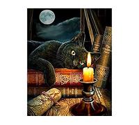 Canevas kit complet,Chat noir,11CT adulte kit canevas complet avec fils,debutant broderie point de croix imprimé,40x50cm