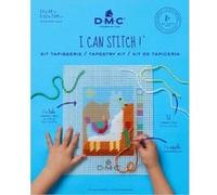 DMC - Kit canevas Mika le Lama au demi-point | Niveau facile - Contient les fils, l'aiguilles à tapisser, la toile imprimée 4 pts/cm et les explications | 13 x 18 cm
