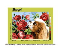 Canevas Margot King Charles Et Les Roses 40x50 Cm - Mrc1531419