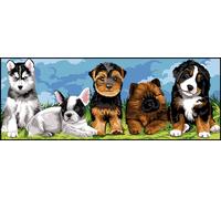 Canevas Pénélope Antique Les Chiots 25x60cm