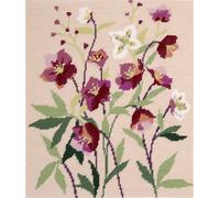 Canevas Penelope Imprimé Tapisserie Hellebores 30x35 Cm