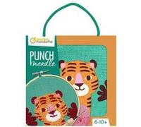 MY MANDARINE KC151C - Un kit Point de croix enfant PUNCH NEEDLE - Tableau 18x18 cm - À partir de 6 ans - TIGRE