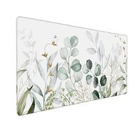 CANFLASHION Grand tapis de souris de jeu pour bureau, base en caoutchouc antidérapant, tapis de souris étendu, tapis de souris XXL, bords cousus, 89,9 x 40,1 cm, feuilles tropicales vertes et dorées