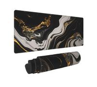 CANFLASHION Sous-main de bureau de 80 x 29 cm, grand tapis de souris de jeu durable, imperméable et épais avec base en caoutchouc antidérapant, pour bureau, maison, marbre noir doré