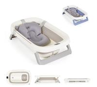 Cangaroo Baignoire bébé Morea 81cm pliable, thermomètre intégré, coussin de bain, coloris:gris