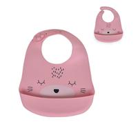 Cangaroo bavoir bébé Oscar silicone sac pour les reste de repas fermoir réglable, coloris:rose