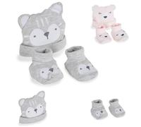 Cangaroo bonnet et chaussons bébé Rey, 100% coton, premier bonnet taille 37 cm, coloris:gris