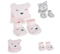 Cangaroo bonnet et chaussons bébé Rey, 100% coton, premier bonnet taille 37 cm, coloris:rose