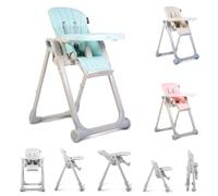 Cangaroo Chaise Haute I EAT réglable en hauteur, repose-pieds table double, coloris:bleu