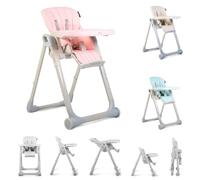 Cangaroo Chaise Haute I EAT réglable en hauteur, repose-pieds table double, coloris:rose