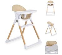 Cangaroo, chaise haute pour enfant Almond aspect bois pliable double plateau, coloris:beige
