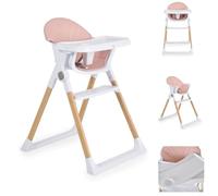 Cangaroo, chaise haute pour enfant Almond aspect bois pliable double plateau, coloris:rose
