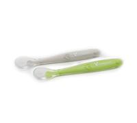Cangaroo Cuillère pour bébé Lot de 2 TC5010 silicone manche long, cuillère plate, coloris:verdoyant