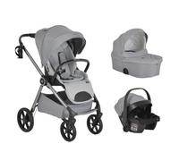 Cangaroo poussette combinée Unique 3 en 1, siège bébé, amortisseurs, roues en PU, coloris:gris