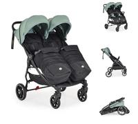 Cangaroo poussette jumelle 2Gether, couvre-pieds, cadre aluminium, pliable, coloris:verdoyant