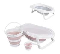 Cangaroo, set de baignoire Hawaii, 4 pièces, pliable, écoulement d'eau, filet, coloris:rose