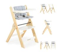 Cangarro chaise haute pour enfant Caramel Bois, coussin, pliable, repose-pieds, coloris:blanc