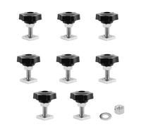 CANGCANG 8Pcs M8x35mm Adaptateur T-Track, embouts de rail de toit,8PCS Vis Coulissantes en T avec Écrous Étoile m8 et Rondelle D'écrou,Porte-Bagages de Toit, Rainure en T, Outil de Fixation