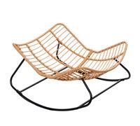 Concept Usine - Fauteuil à bascule en résine tressée CANGGU Naturel - coussins beige, acier époxy