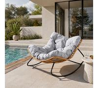 Canggu fauteuil à bascule en résine tressée coussin gris