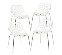 CangLong Jeu de 4 chaises de Jardin Chaise de Salle à Manger empilable Moderne en Plastique à Coque Creuse pour la Cuisine et la Salle à Manger, Blanche