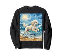 Caniche Blanc à la Plage Sunny Summer Dog Illustration Sweatshirt