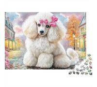 Caniche Blanc Puzzle pour Adultes Puzzle 1000 Pièces Scène de Rue Française Jeu de Puzzle 1000 Pièces Décoration Détente 52x38cm/1000pcs