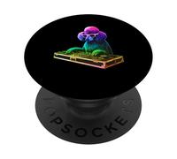 Caniche DJ Musique Party Amoureux des Chiens PopSockets PopGrip Adhésif