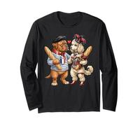 Caniche + Dogue de Bordeaux Chien Couple Amour France Drapeau Manche Longue