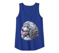 Caniche Gris avec Visage de Caniche Débardeur, Femme, Bleu Royal, M