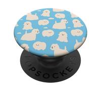 Caniche mignon terrier chiot bleu blanc amoureux des chiens PopSockets PopGrip Adhésif