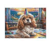 Caniche mignon ville 500 Pieces Casse tête Amateur D'Art En Carton Haute Qualité Ménagerie radieuse et fantaisiste Difficile Niveau Expert Décoration Murale Cadeau Fête Des Mères Haute Qualité 500 PCS