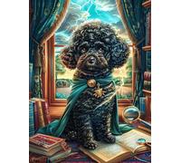 Caniche Noir à la fenêtre 500 Pièces Puzzle Créatif en Carton Rigide sans Déformation Mythes Conte de fées Difficulté Moyenne Activité Manuelle Loisir Créatif Cadeau Créatif Anniversaire 500 PCS