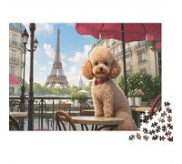 Caniche Puzzle 1000 Pieces La Tour Eiffel Puzzle Adulte Jeu Éducatif Défi Jouets Décoration Moderne pour Adultes Enfants 1000pcs (75x50cm)