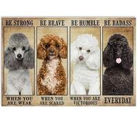 Caniche, Sois Fort Quand Tu Es Faible Métallique Panneau Drôle Métal Tôle Signe Rétro Affiche Poster Plaque Pour Salle De Bain Garage Bar Pub M