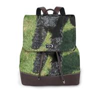 Caniche standard noir,Sac à dos imperméable pour femme, sac à dos de voyage léger en cuir PU tendance