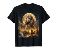 Caniche Trois Loups Lune Nature Forêt Majestueuse T-Shirt