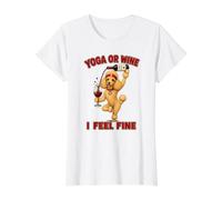 Caniche Yoga ou vin I Feel Fine - DIGOR Funny T-Shirt Graphique avec Valeur