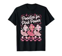 Caniches pour la Sensibilisation au Cancer du Sein rétro des années 1950 Pink Power T-Shirt