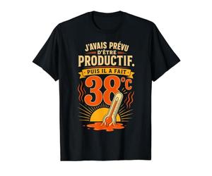 Canicule Humour J'avais prévu d'être productif T-Shirt Graphique avec Valeur, Homme, Noir, L