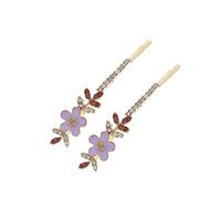 CANIGHT 1 Paire Pince à Cheveux Fleur Strass Barrettes De Cheveux En Perles Alligator Pinces à Fleurs Pour Les Cheveux Épingle à Cheveux De Mariage Nuptiale Arc Violet,mauve Alliage Strass
