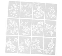 CANIGHT 12 Pièces Pochoir Floral Décoratif Réutilisable en Pet Blanc