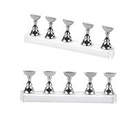 CANIGHT 2ensembles Support De Pratique Pour Faux Avec Base Magnétique Ensemble De Supports Acrylique Design Échiquier Avec Barres Pour Exposition Et Entraînement Nail Art