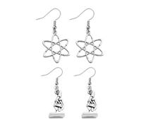 CANIGHT 2paires Boucles Oreilles Pendantes Microscope Créatives Métal Bijoux Molécules pour Femmes Lot Cadeau Original pour Enseignants et Amateurs de Science
