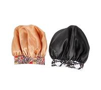 CANIGHT 2pièces Bonnet De Satin Élastique De Bonnets Large Bande Noir Et Cheveux Pour Sommeil Bain Et Maquillage