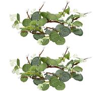 CANIGHT 2pièces Couronne Décorative avec Bougie Artificielle et Eucalyptus pour Décoration Intérieure de Pâques Style Nordique Accessoire pour Festival