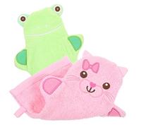 CANIGHT 2pièces Gants De Bain Garçon Fille Exfoliant Mitaines De Animaux Pour Garçon Fille Chat Verte