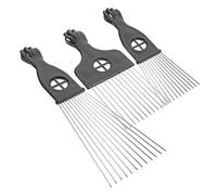 CANIGHT 3 Pièces peigne curls wavy hair comb hair toppers hair charms choix de tresse afro brosse à cheveux pour cheveux bouclés médiator afro en métal choix afro Acier inoxydable Black